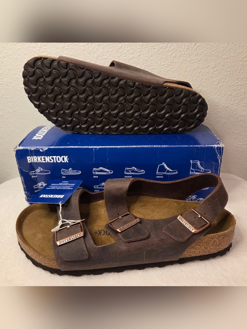 Birkenstock Milano BS Habana Oiled Leather Sandals Men's Size 10 EU 43 NIB